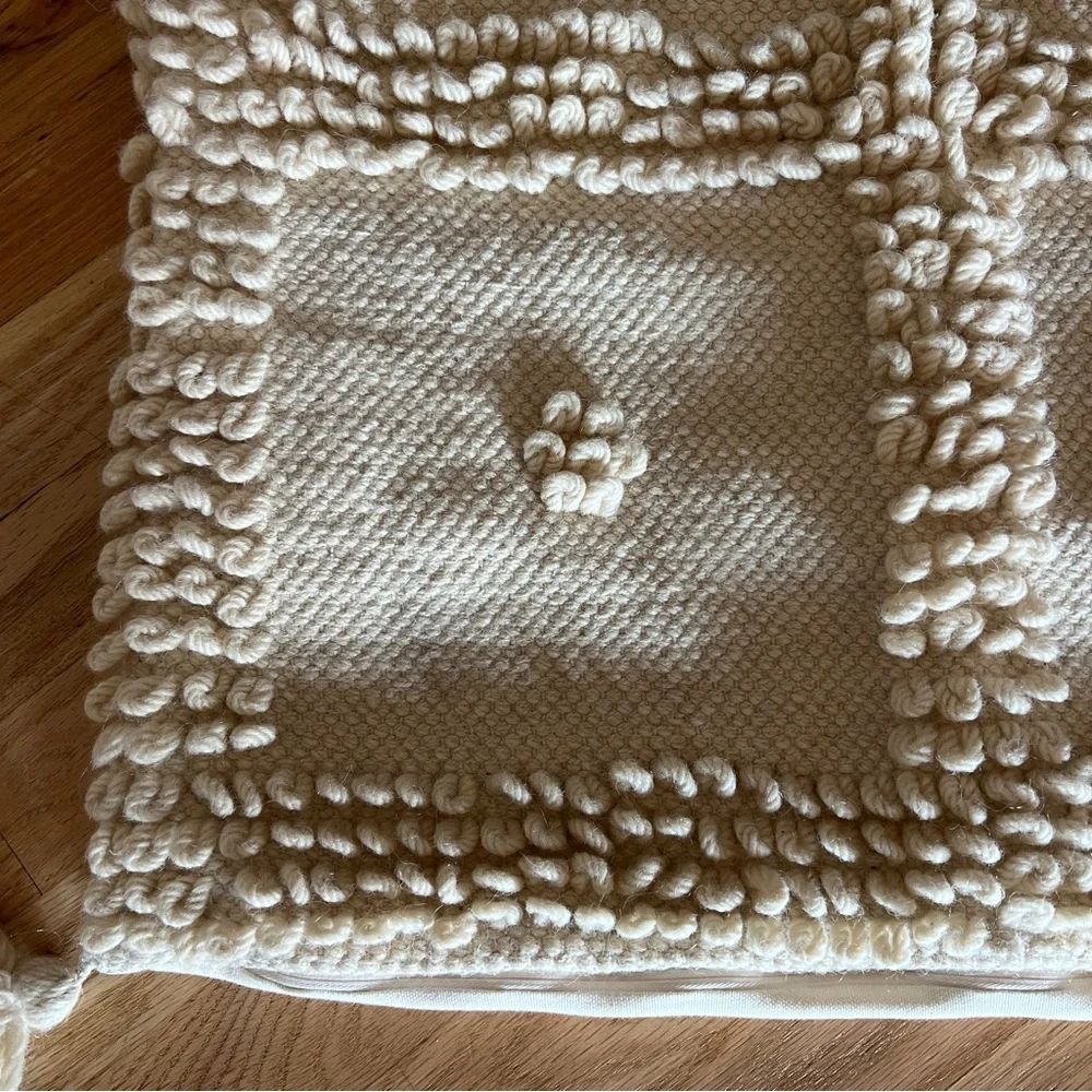Boho beige wool pillow case cover neutral eclectic home decor hippie shabby chic